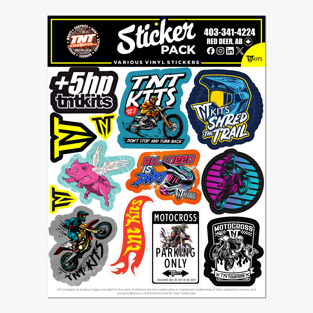 TNT KITS Sticker Pack – Durable Vinyl Decal Sheets for Laptops, Water Bottles & More
