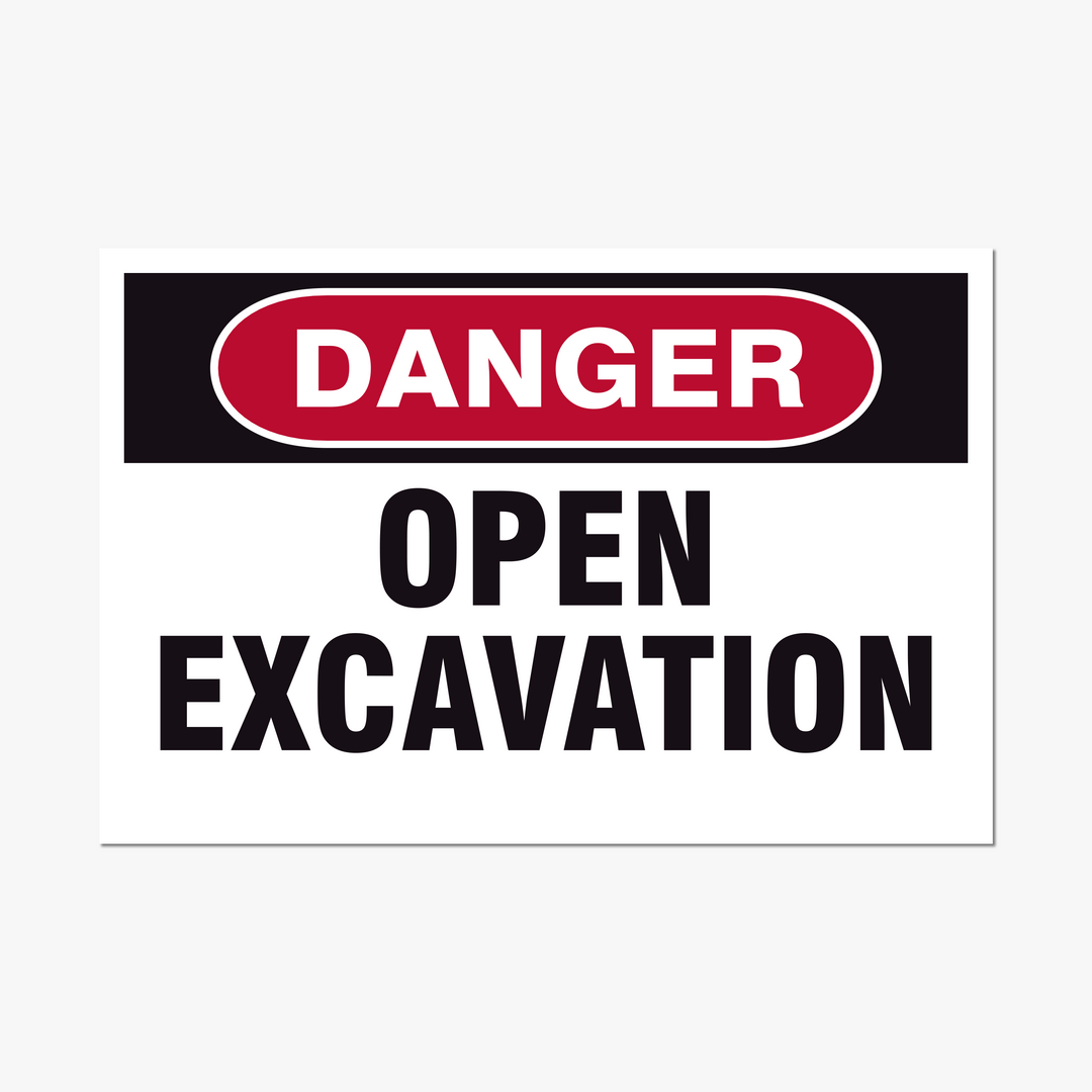 Open Excavation 12x18 Safety Signs – Customizable ACM or Aluminum with Reflective Options