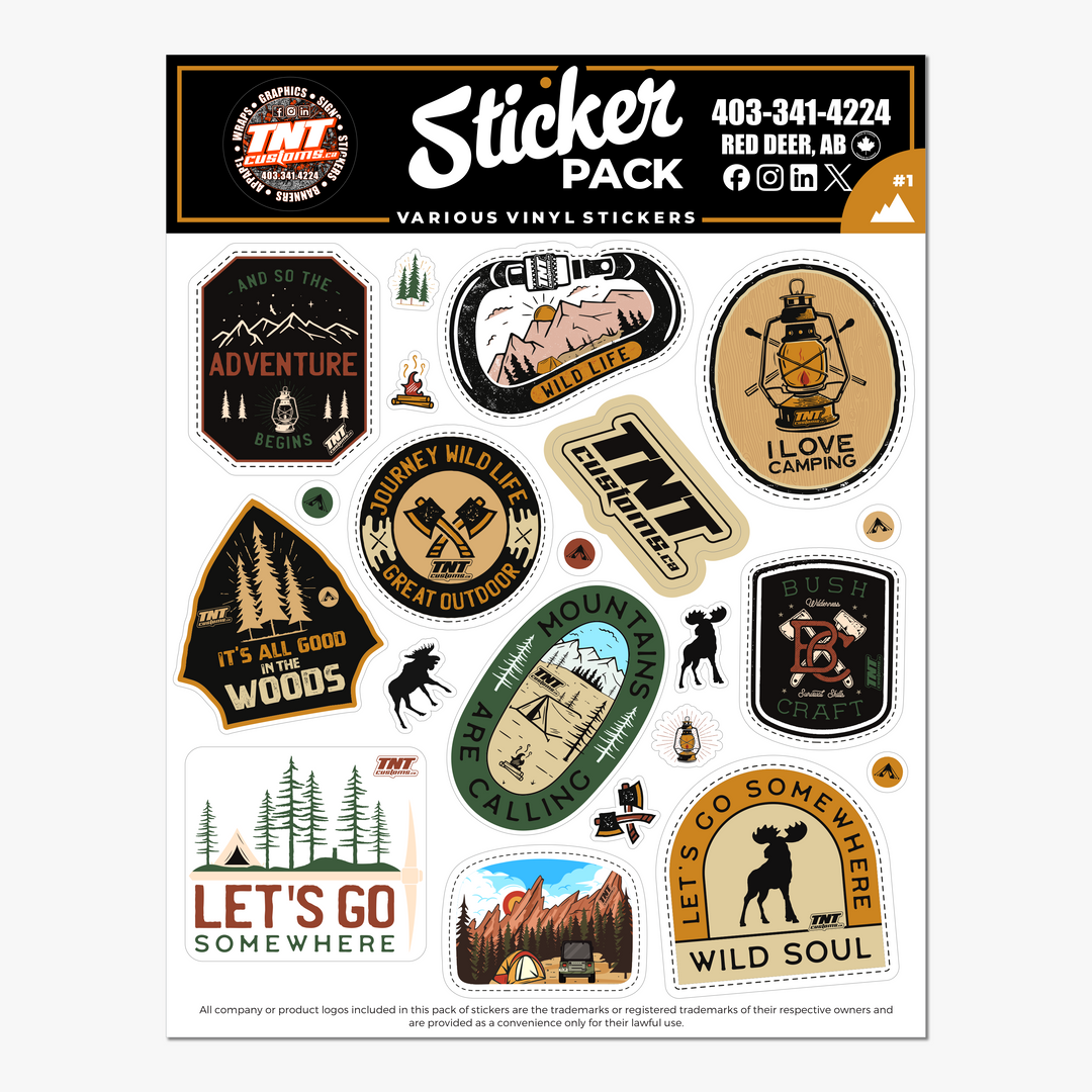 Outdoor Camping Sticker Pack – Durable Vinyl Decal Sheets for Water Bottles, Gear & More