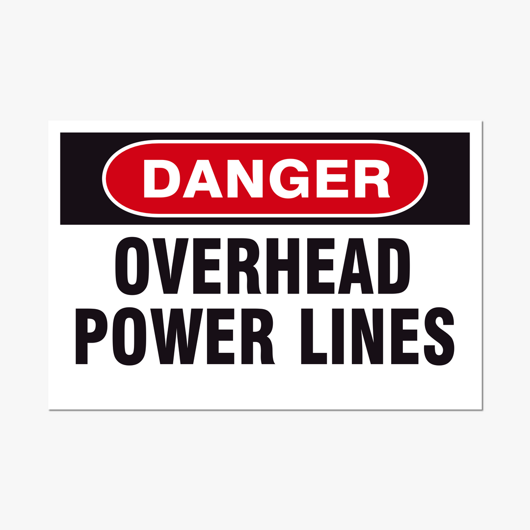 Overhead Power Lines 12x18 Safety Signs – Customizable ACM or Aluminum with Reflective Options